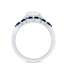 Certified Lab 8 MM Diamond Engagement Ring With Sapphire Wedding Band Lab - ( EF-VS ) - Rosec Jewels
