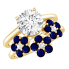 Certified Lab 8 MM Diamond Engagement Ring With Sapphire Wedding Band Lab - ( EF-VS ) - Rosec Jewels