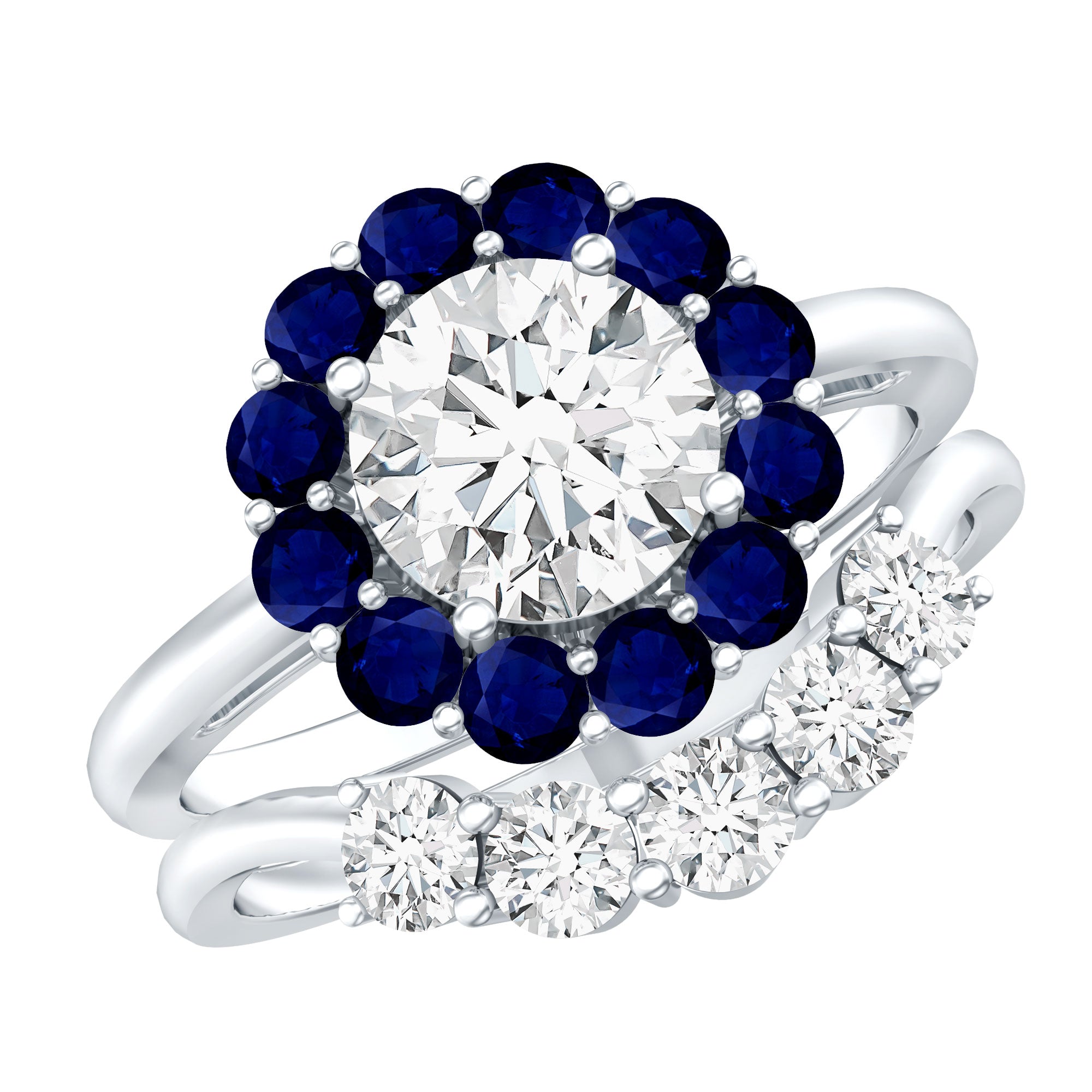 Certified 7 MM Lab Grown Diamond Engagement Ring with Enhancer Lab - ( EF-VS ) - Rosec Jewels