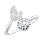 Certified 5 MM Round Lab Grown Diamond Tail Cuff Ring Lab - ( EF-VS ) - Rosec Jewels