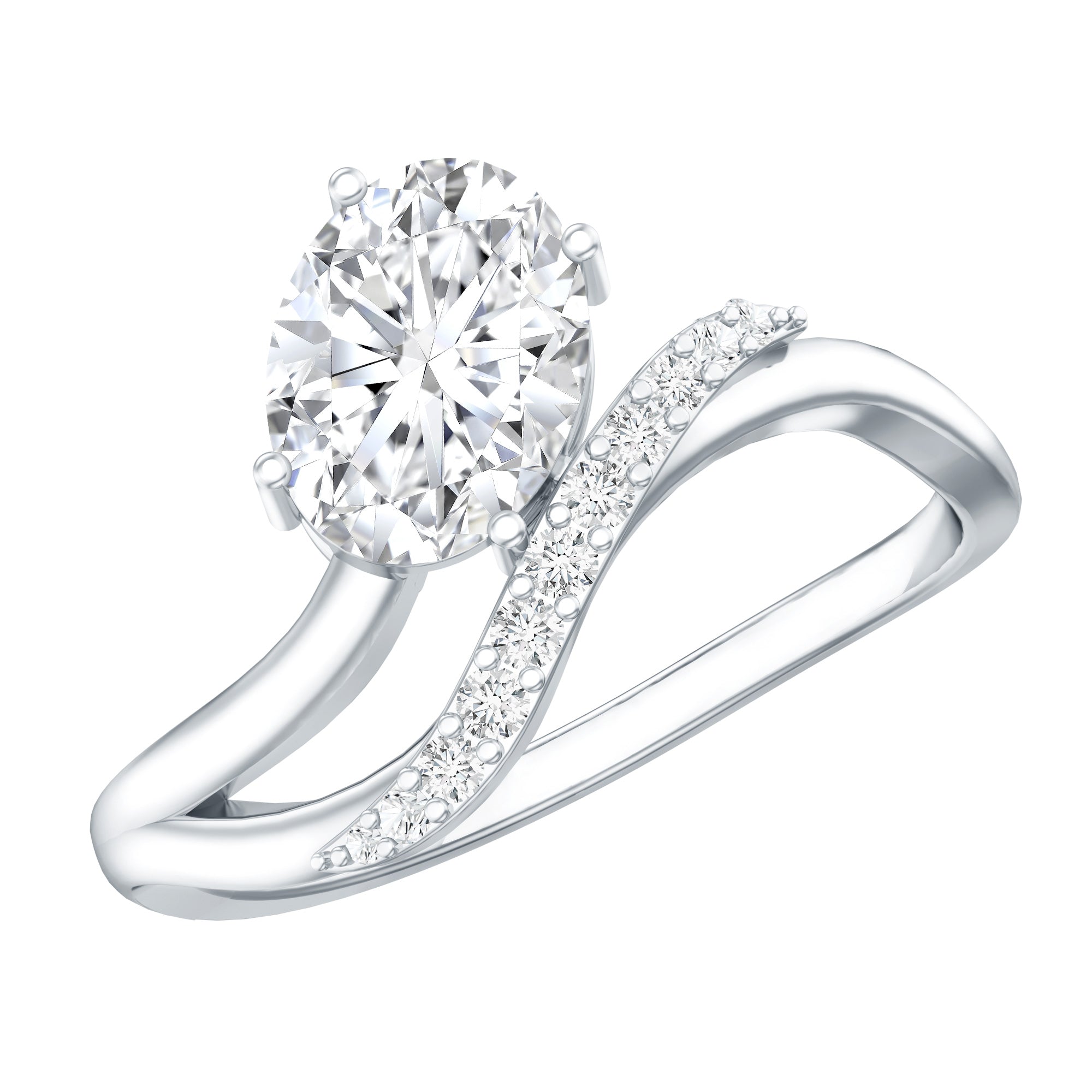 Certified Lab Grown Diamond 6X8 MM Oval Engagement Ring For Women Lab - ( EF-VS ) - Rosec Jewels