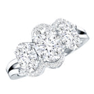 Certified Oval Lab Grown Diamond Three Stone Engagement Ring Lab - ( EF-VS ) - Rosec Jewels
