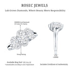 Certified Oval Lab Grown Diamond Three Stone Engagement Ring Lab - ( EF-VS ) - Rosec Jewels