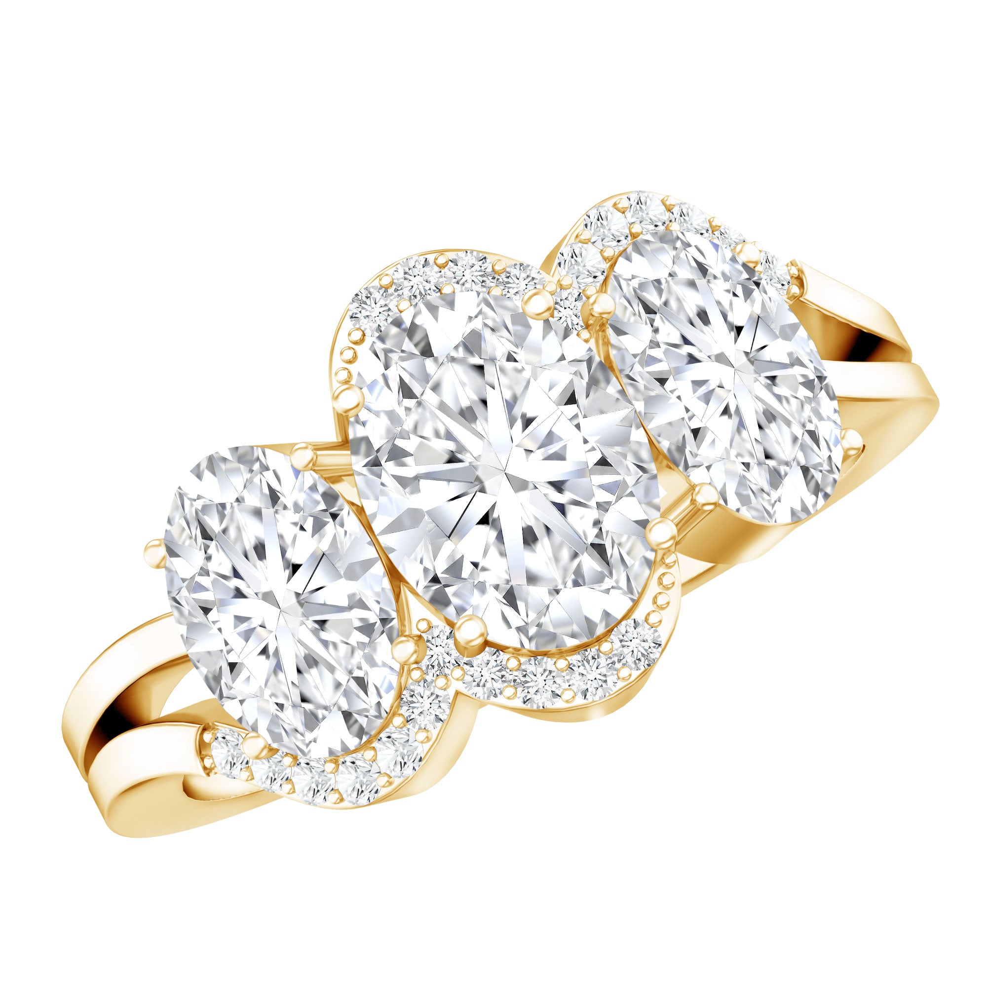 Certified Oval Lab Grown Diamond Three Stone Engagement Ring Lab - ( EF-VS ) - Rosec Jewels