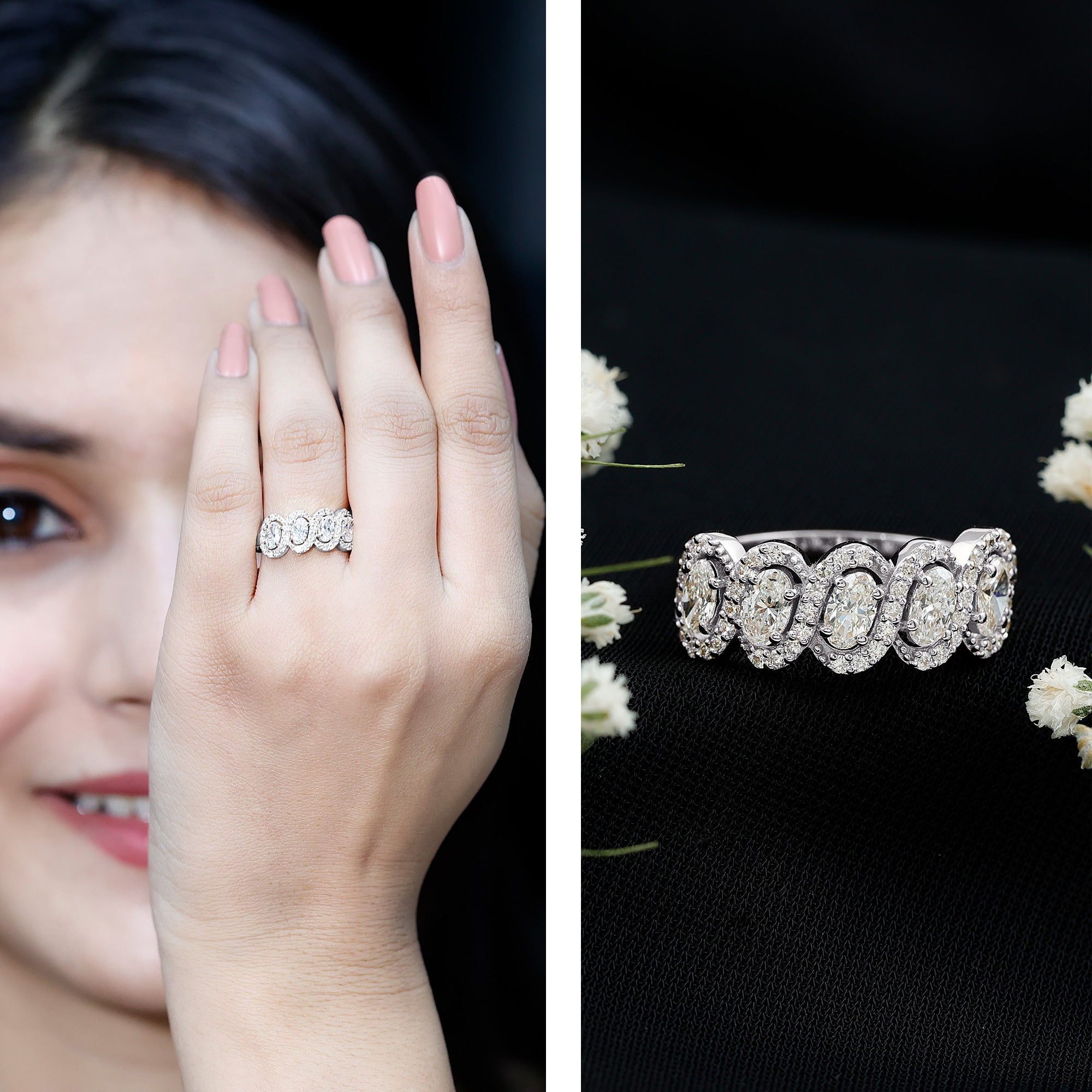 Rosec Jewels-Certified Oval Lab Grown Diamond Designer Eternity Ring
