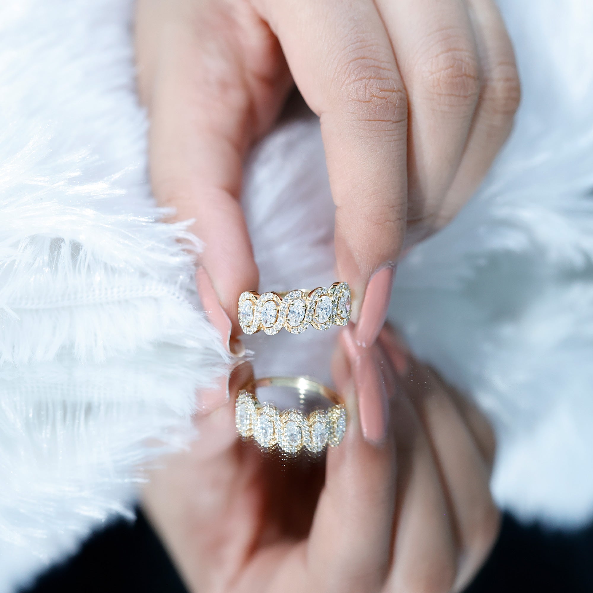 Rosec Jewels-Certified Oval Lab Grown Diamond Designer Eternity Ring