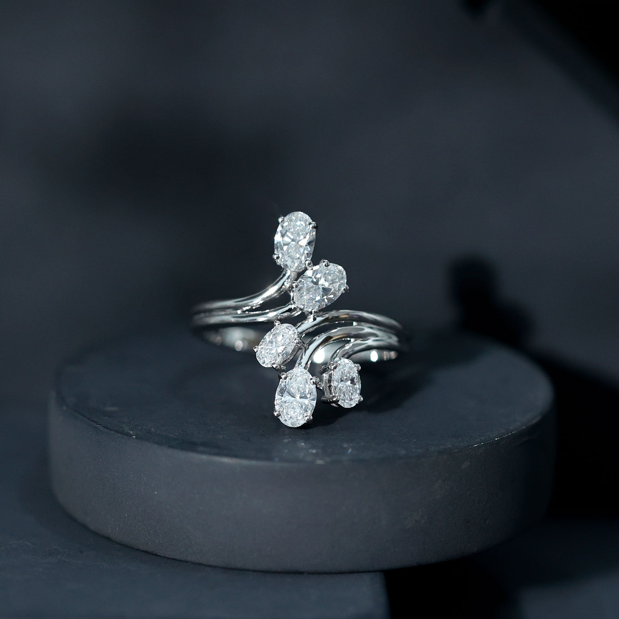 Certified Oval Lab Grown Diamond Designer Cocktail Ring Lab - ( EF-VS ) - Rosec Jewels