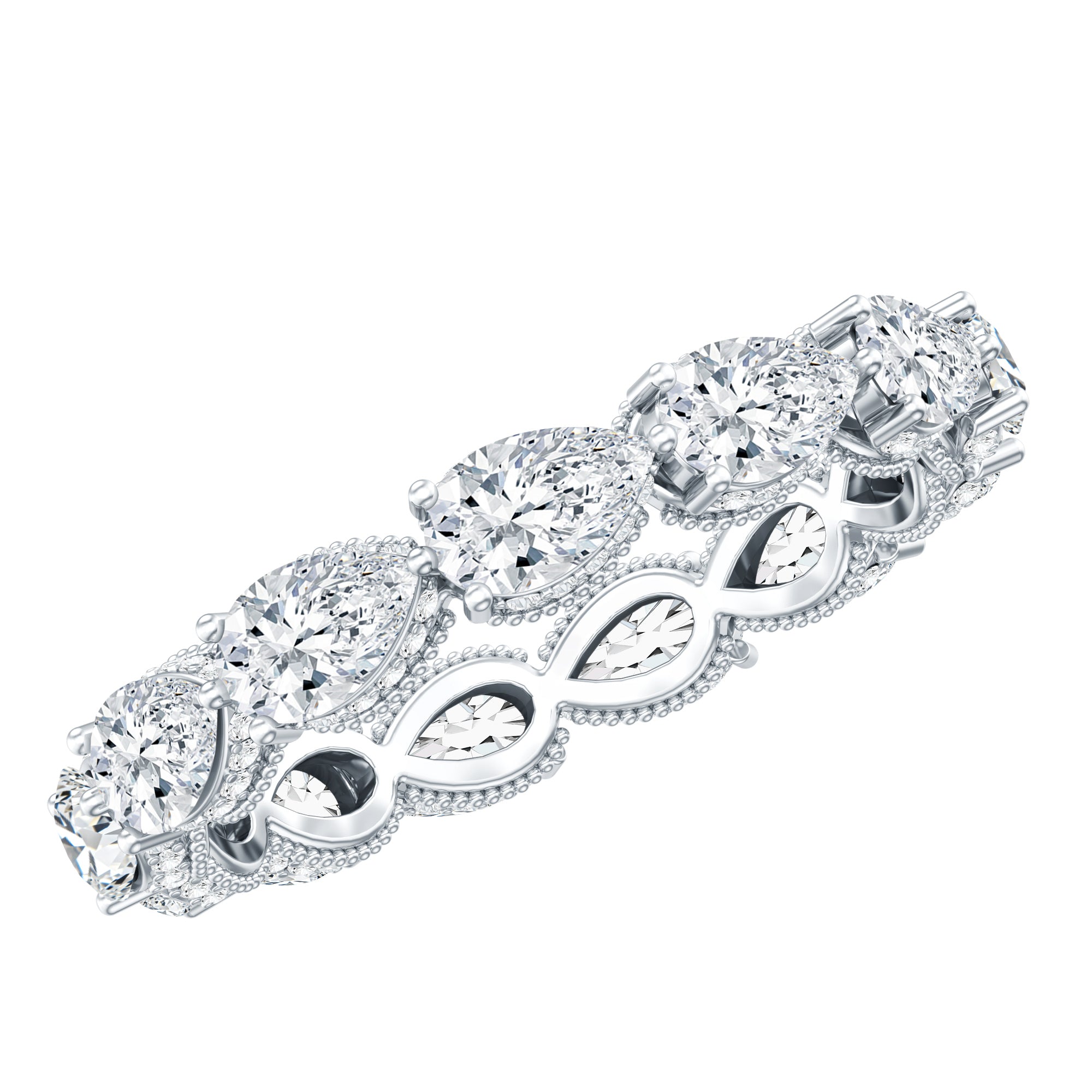 Certified Pear Shape Lab Grown Diamond Eternity Ring Lab - ( EF-VS ) - Rosec Jewels