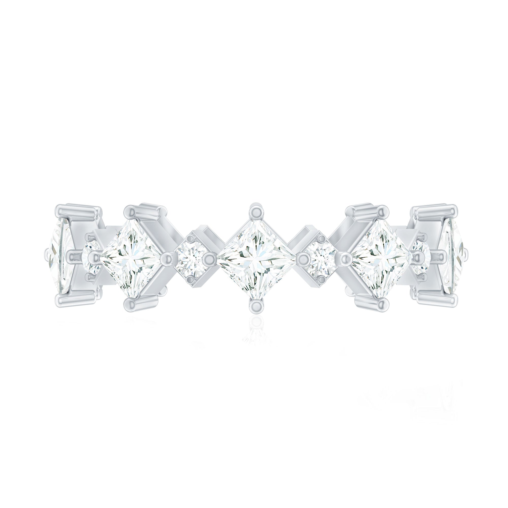 Certified Princess Cut Lab Grown Diamond Eternity Wedding Ring Lab - ( EF-VS ) - Rosec Jewels