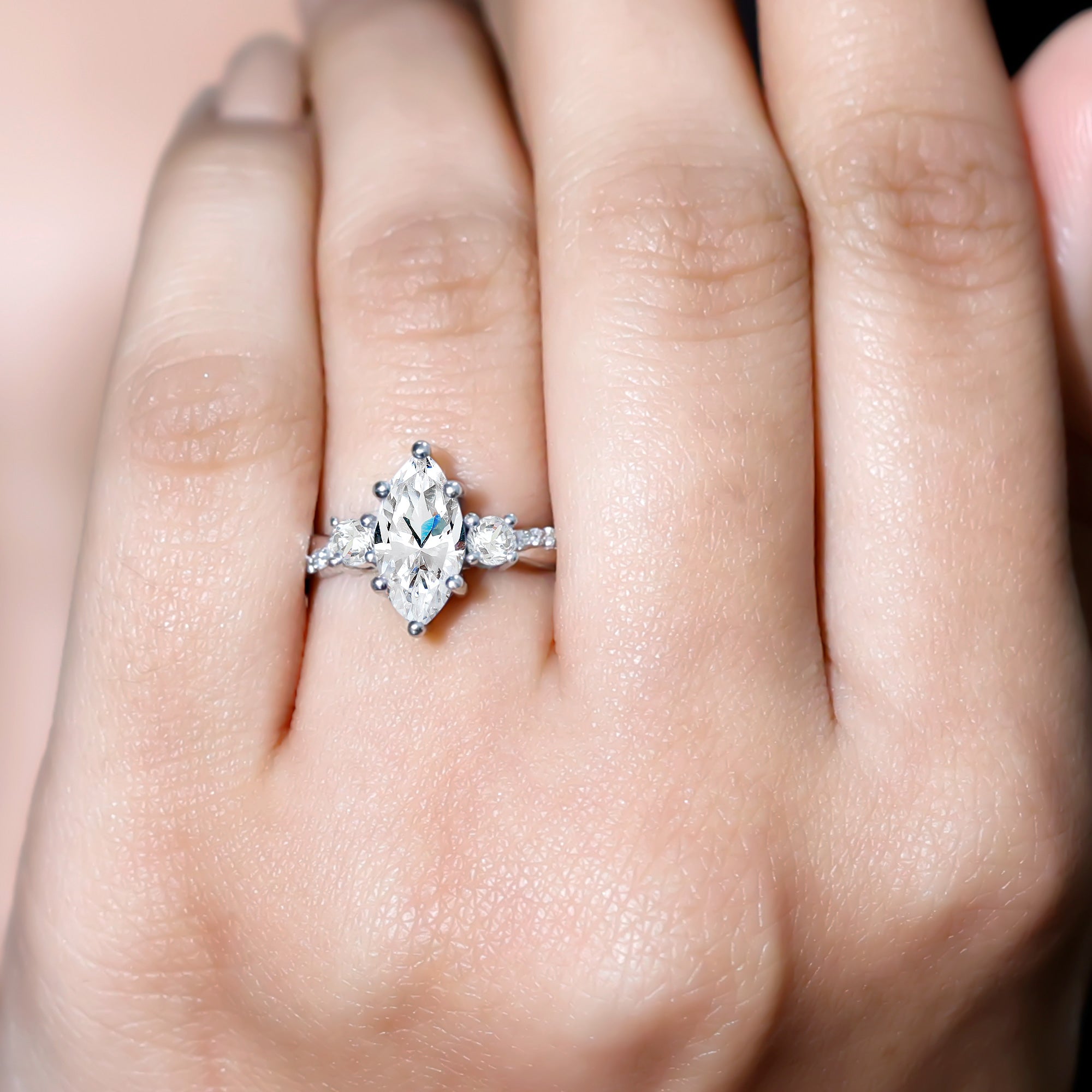 Rosec Jewels-Brilliant Cut Marquise Lab Grown Diamond Engagement Ring
