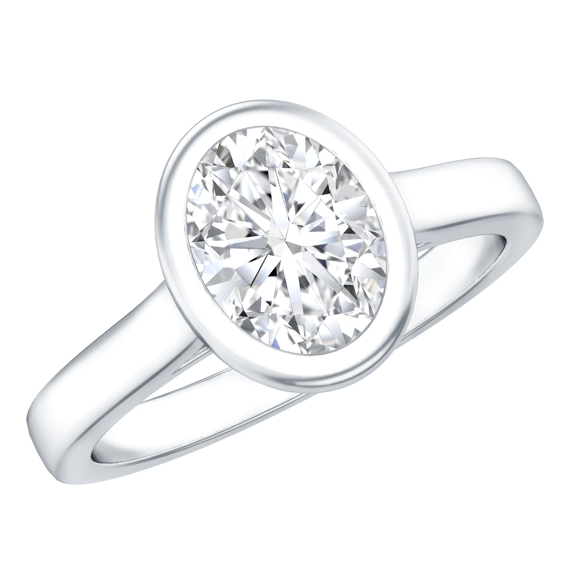 Certified 6X8 MM Lab Grown Diamond Bezel Set Engagement Ring Lab - ( EF-VS ) - Rosec Jewels