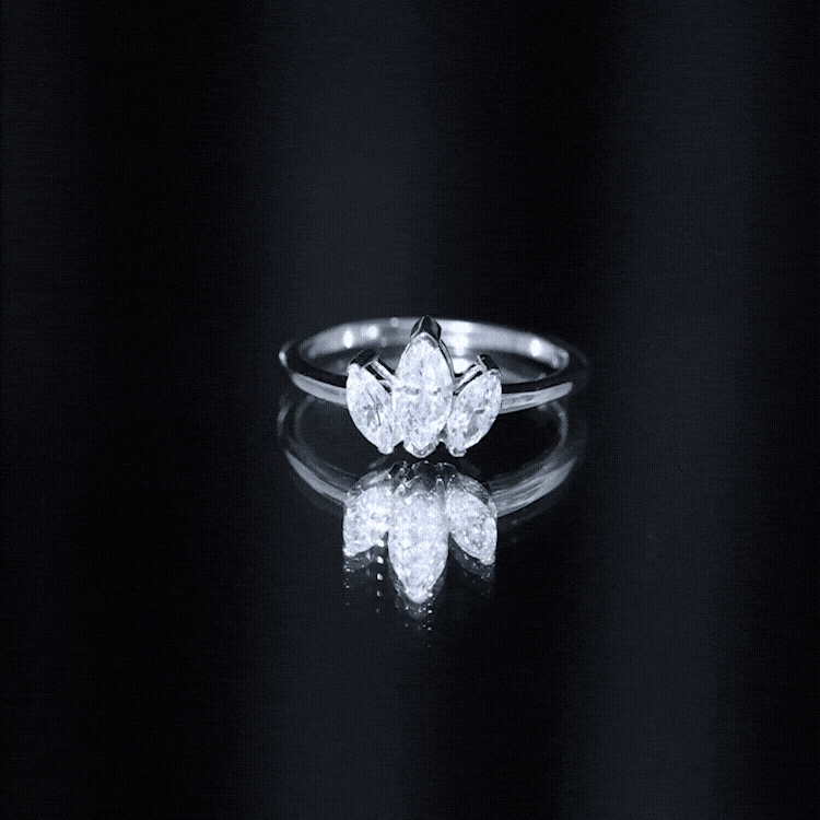 Rosec Jewels-Marquise Cut Lab Grown Diamond 3 Stone Engagement Ring