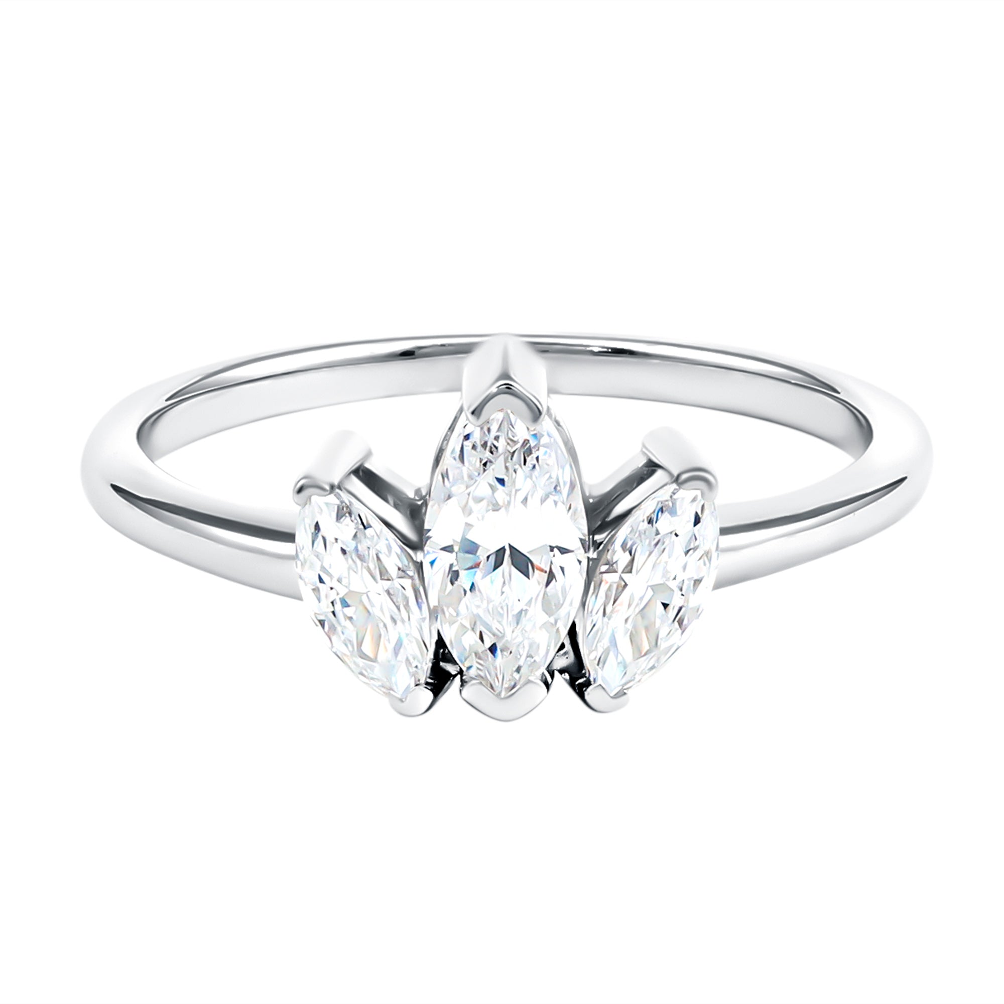 Rosec Jewels-Marquise Cut Lab Grown Diamond 3 Stone Engagement Ring