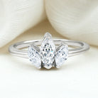 Rosec Jewels-Marquise Cut Lab Grown Diamond 3 Stone Engagement Ring