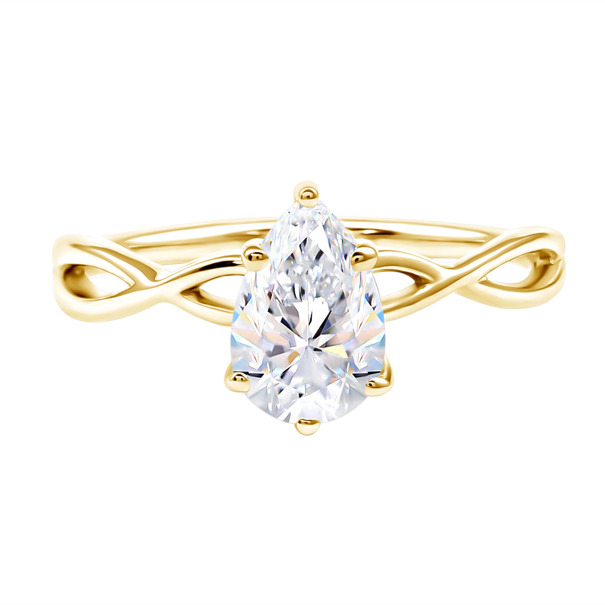 Rosec Jewels-Lab Grown Diamond Pear Engagement Ring with Infinity Band