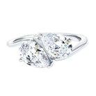 6X8 MM Pear Shaped Lab Grown Diamond Two Stone Engagement Ring Lab - ( EF-VS ) - Rosec Jewels