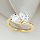 6X8 MM Pear Shaped Lab Grown Diamond Two Stone Engagement Ring Lab - ( EF-VS ) - Rosec Jewels