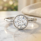 Round Lab Grown Diamond Classic Engagement Ring with IGI Certificate Lab - ( E-VS1 ) - Rosec Jewels