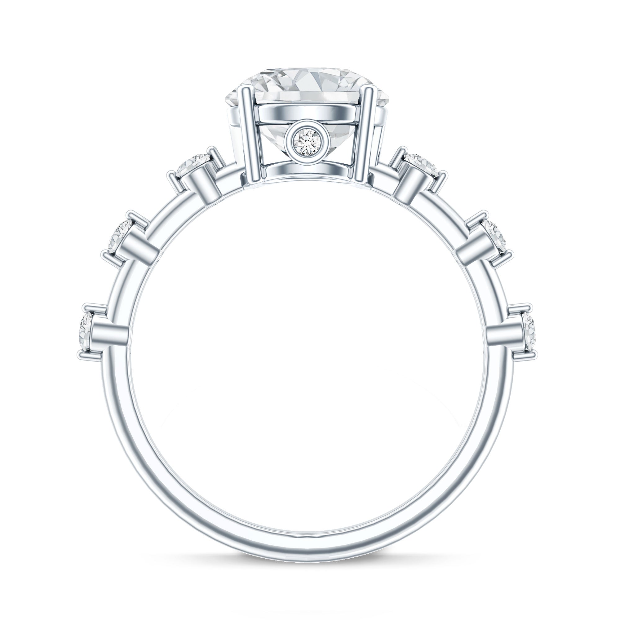 Rosec Jewels-IGI Certified Lab Grown 2 CT Diamond Engagement Ring with Side Stone