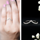 Lab Grown Diamond Chevron Stackable Ring Lab - ( EF-VS ) - Rosec Jewels