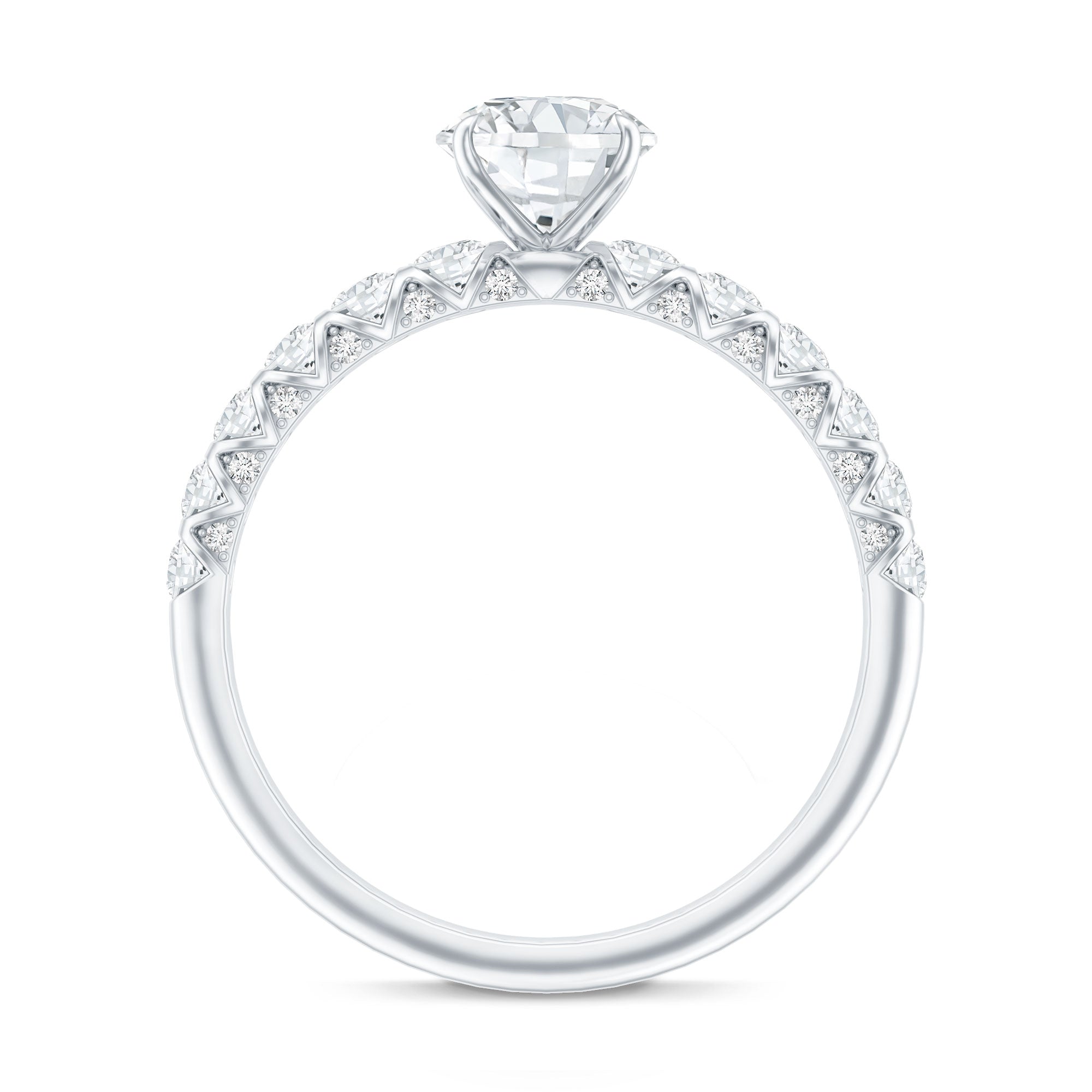 Rosec Jewels-IGI Certified Round Lab Grown Diamond Side Stone Engagement Ring