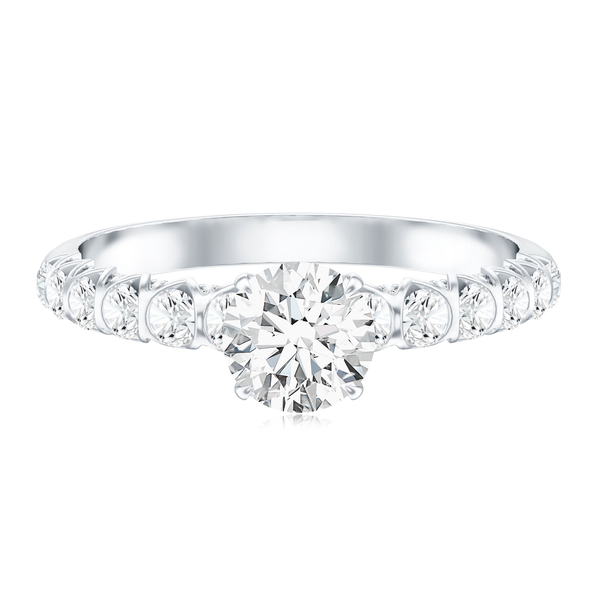 Rosec Jewels-IGI Certified Round Lab Grown Diamond Side Stone Engagement Ring