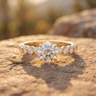 IGI Certified Round Lab Grown Diamond Side Stone Engagement Ring Lab - ( E-VS1 ) - Rosec Jewels