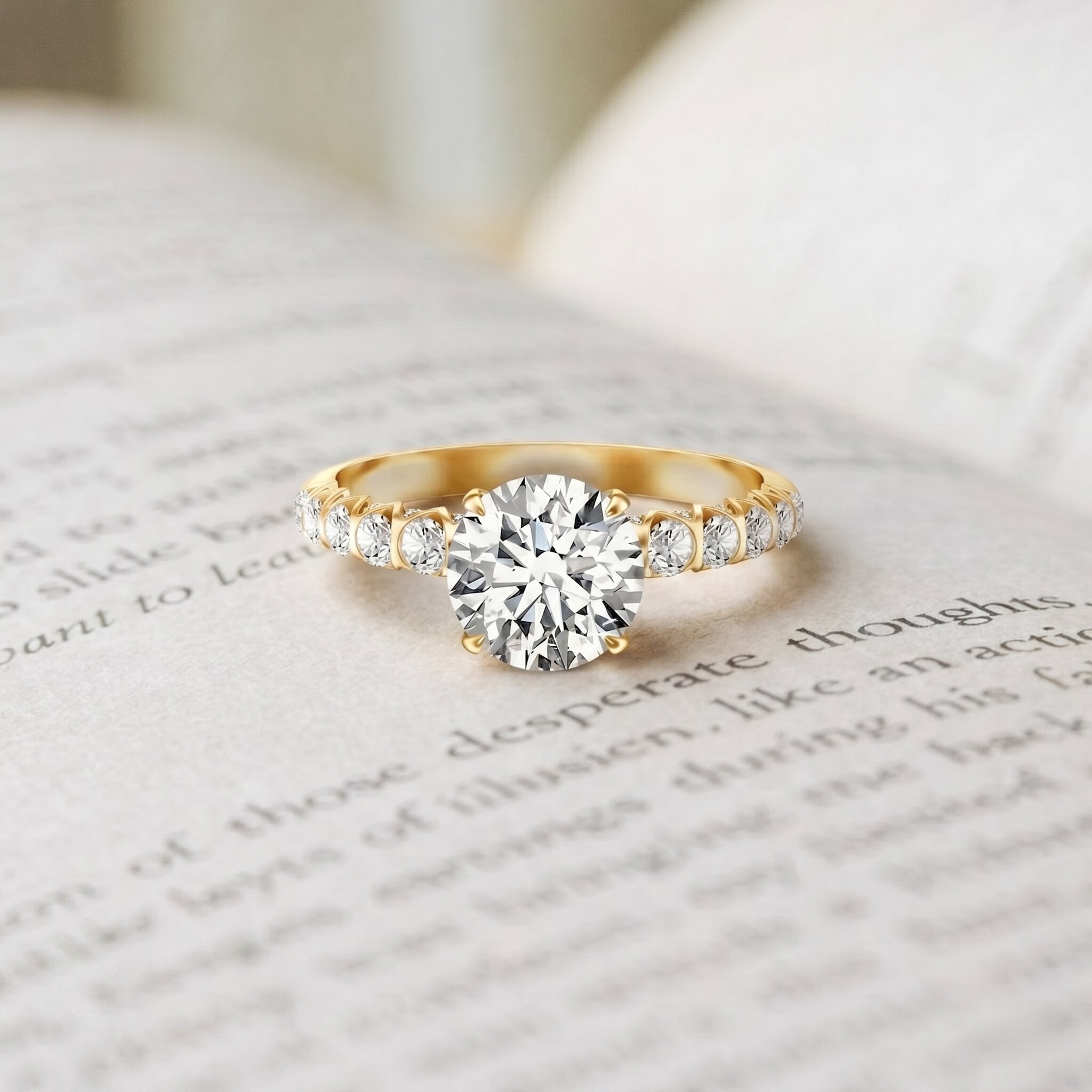 2 Carat Lab Grown Diamond Round Engagement Ring with IGI Certificate Lab - ( E-VS1 ) - Rosec Jewels