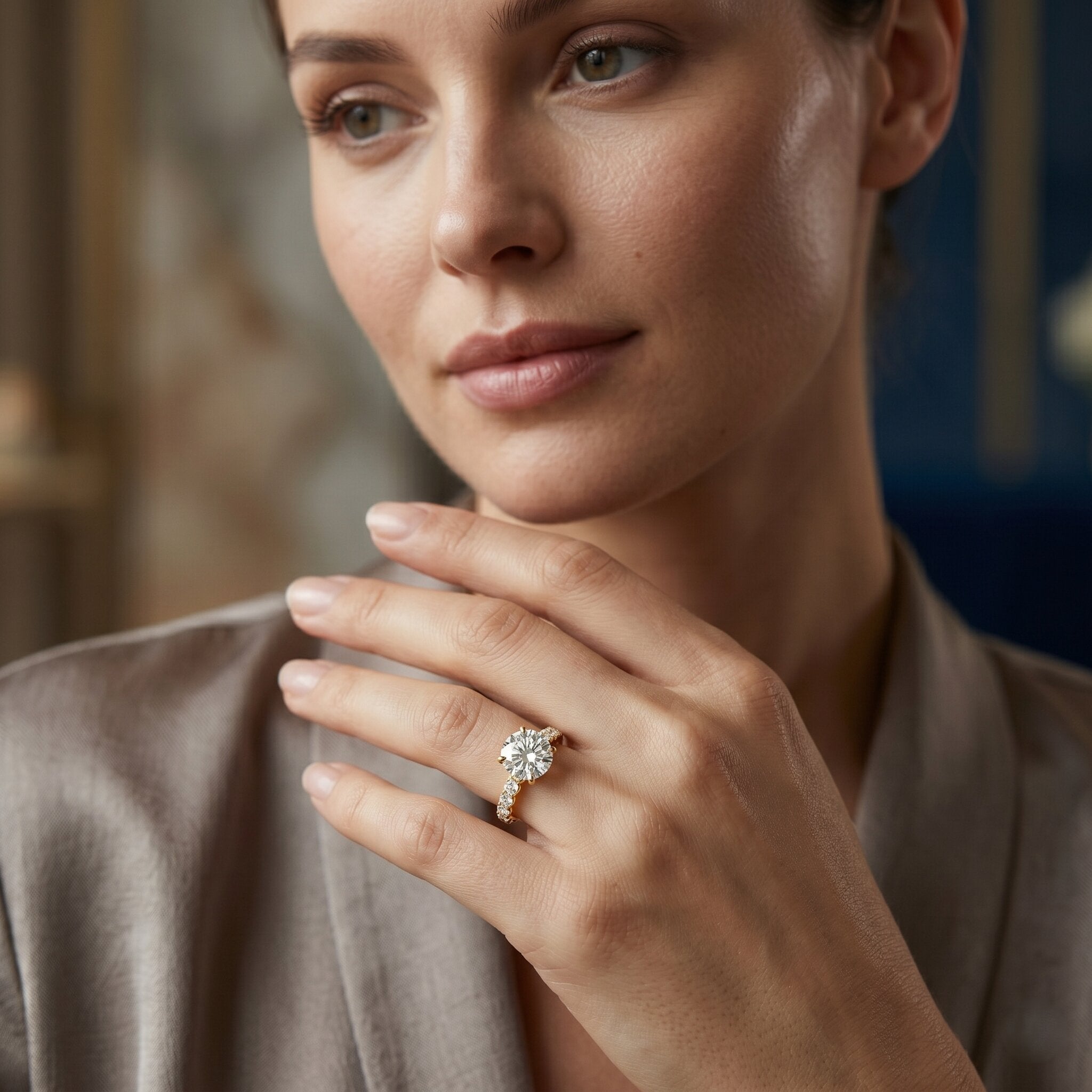 2 Carat Lab Grown Diamond Round Engagement Ring with IGI Certificate Lab - ( E-VS1 ) - Rosec Jewels