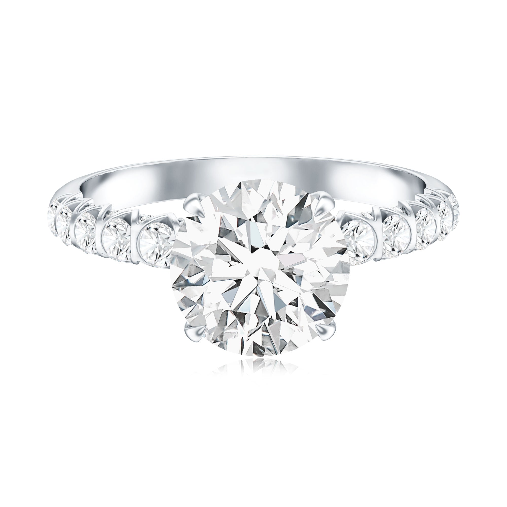 Rosec Jewels-Round Cut 3 Carat Lab Grown Diamond Engagement Ring with IGI Certificate