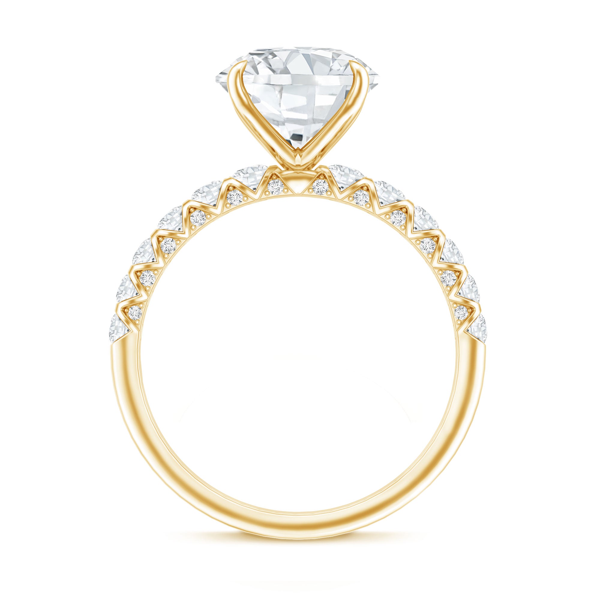 Rosec Jewels-Round Cut 3 Carat Lab Grown Diamond Engagement Ring with IGI Certificate