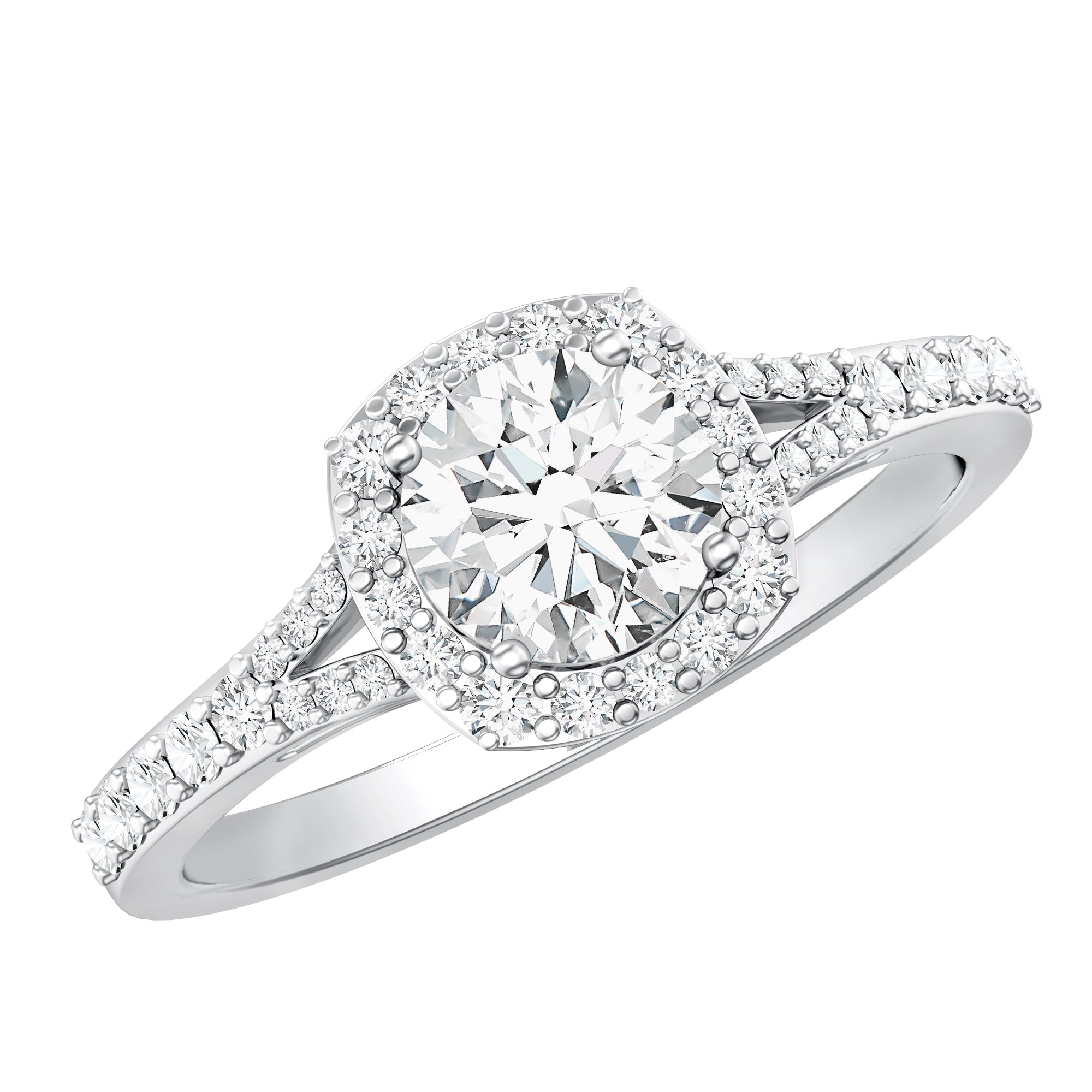 Rosec Jewels-IGI Certified 1 Carat Lab Grown Diamond Halo Engagement Ring for Women