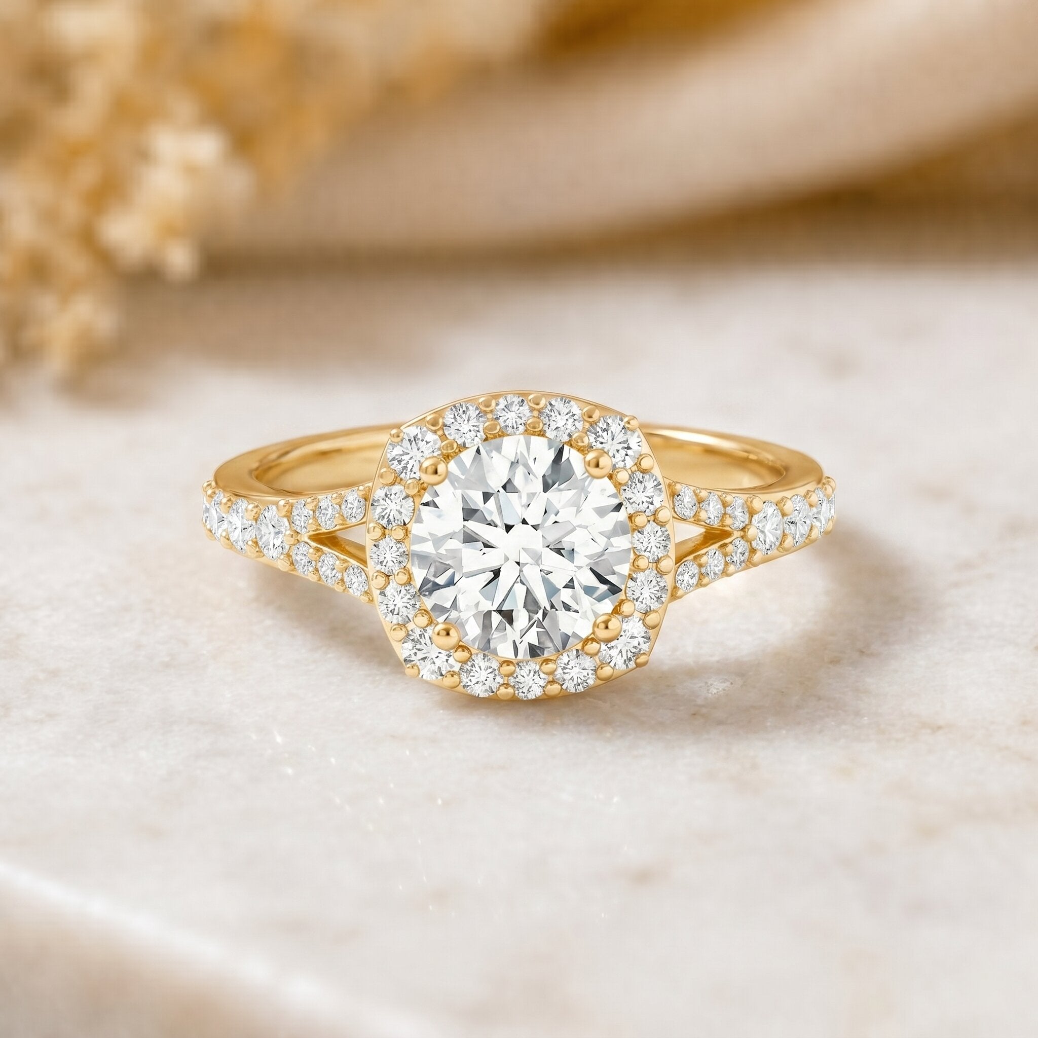 IGI Certified 1 Carat Lab Grown Diamond Halo Engagement Ring for Women Lab - ( E-VS1 ) - Rosec Jewels