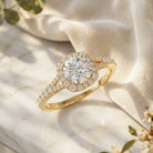 IGI Certified 1 Carat Lab Grown Diamond Halo Engagement Ring for Women Lab - ( E-VS1 ) - Rosec Jewels