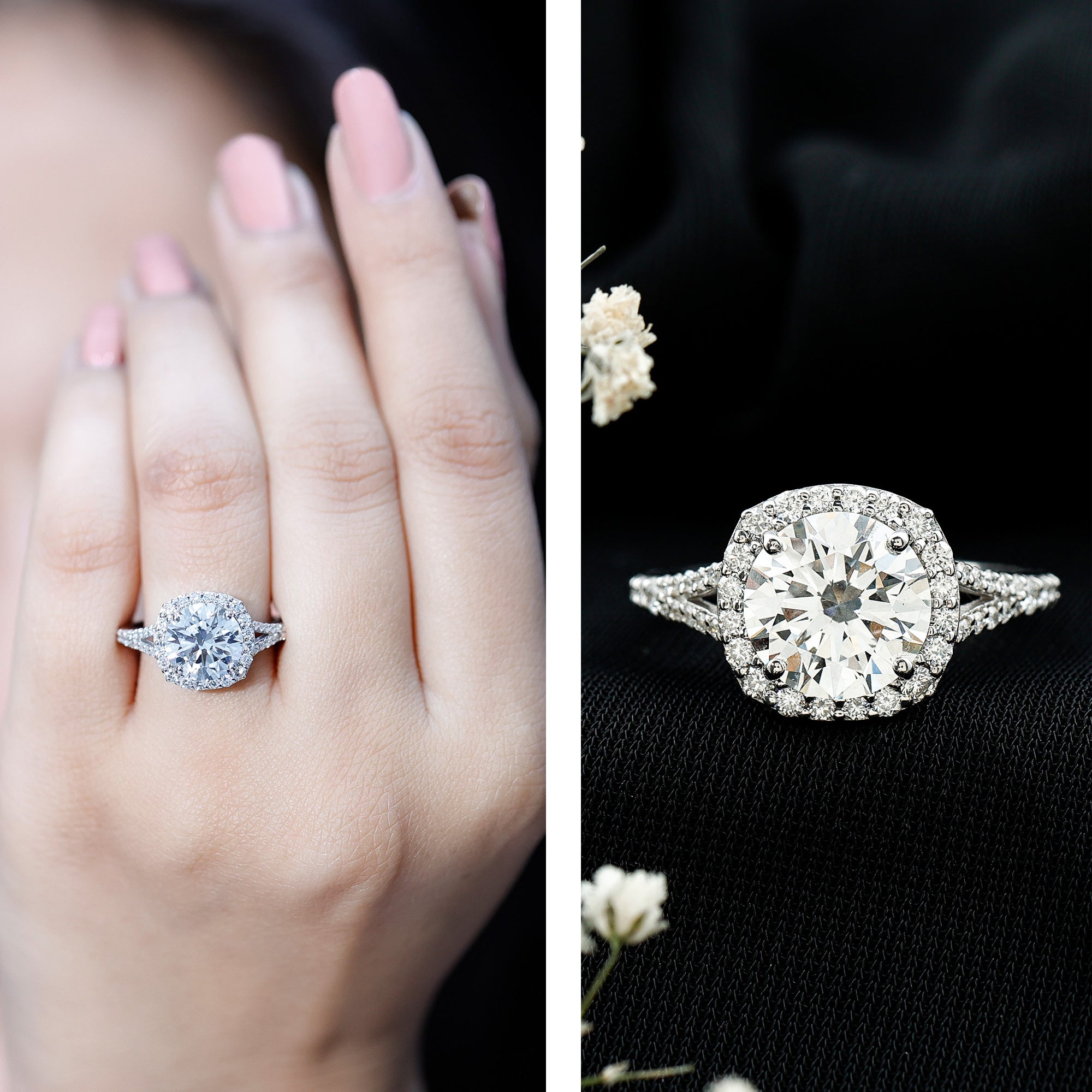 3 Carat Lab Grown Diamond Split Shank Engagement Ring with IGI Certificate Lab - ( E-VS1 ) - Rosec Jewels