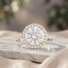 2 Carat Lab Grown Diamond Halo Engagement Ring with IGI Certificate Lab - ( E-VS1 ) - Rosec Jewels