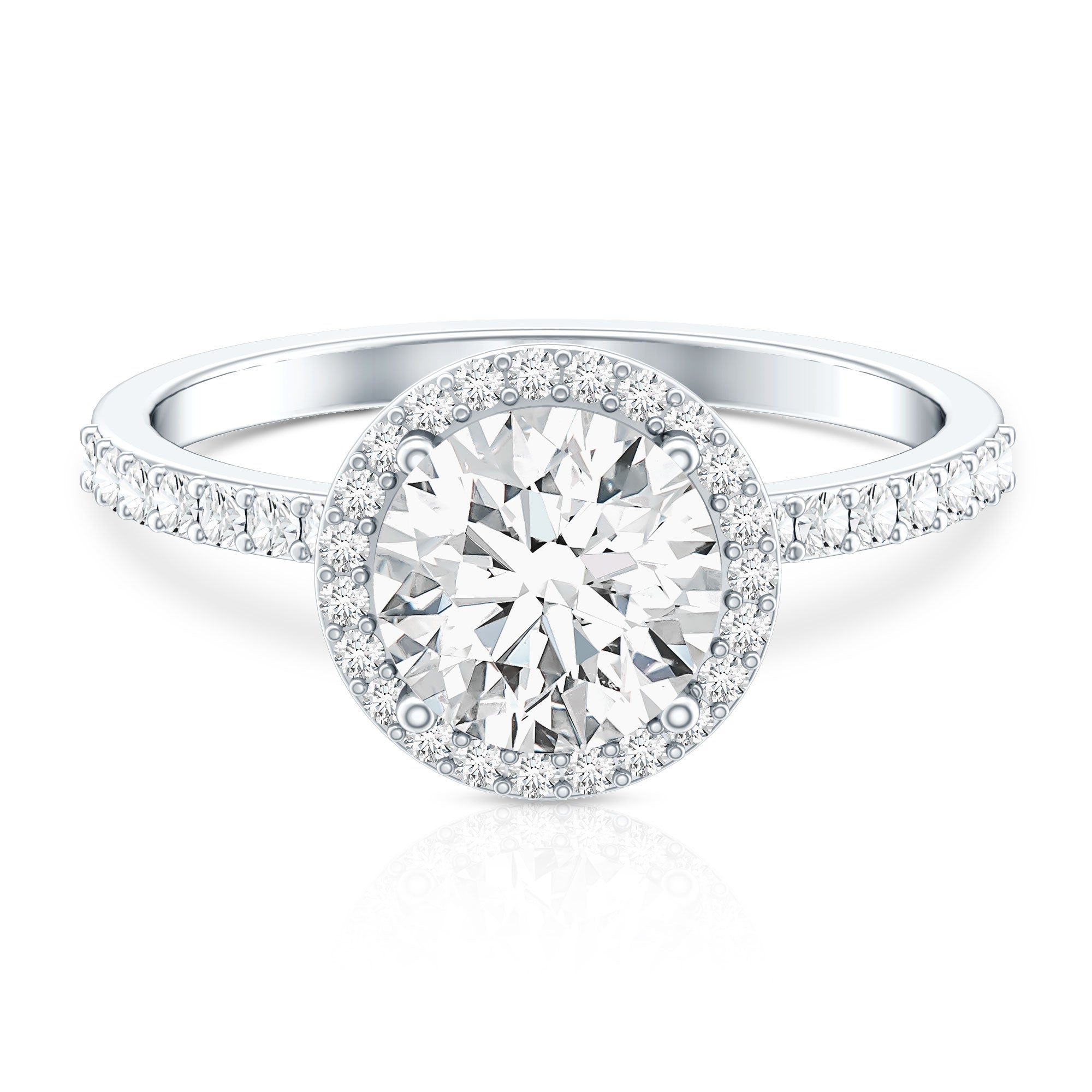 Rosec Jewels-2 Carat Lab Grown Diamond Halo Engagement Ring with IGI Certificate