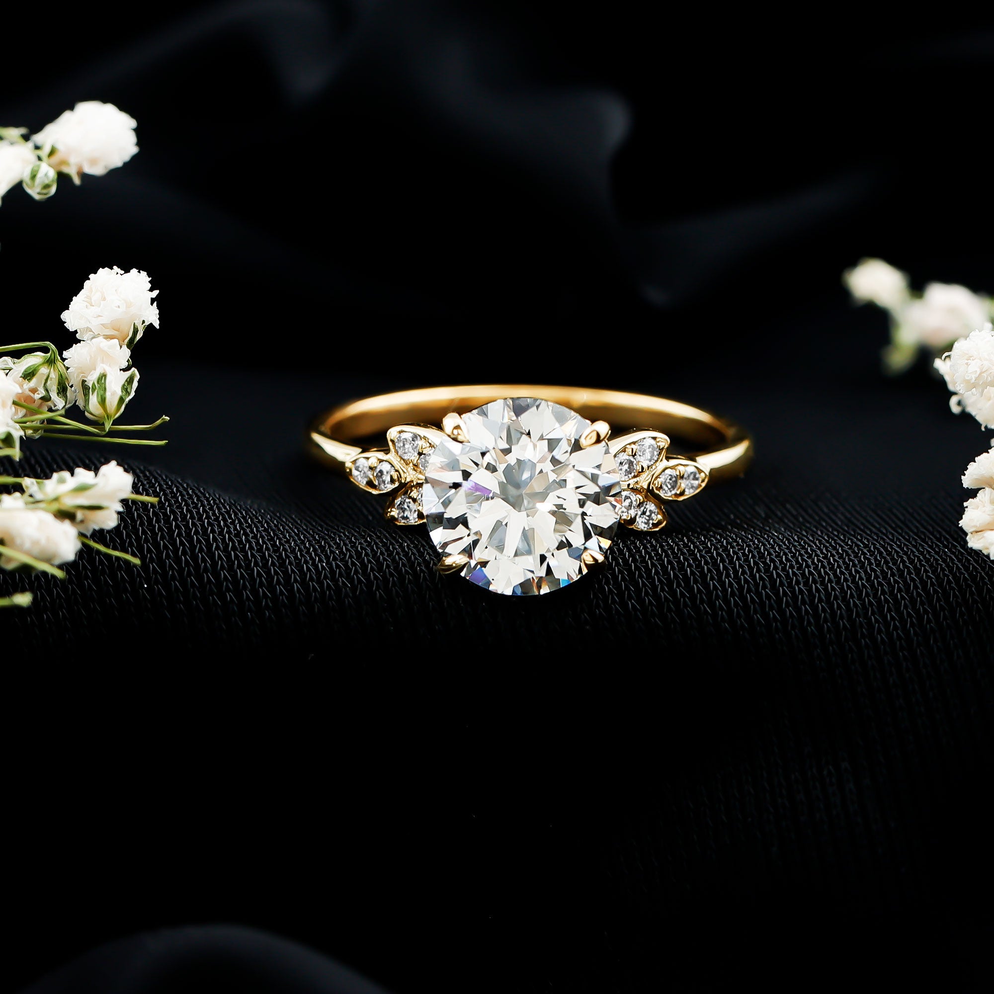 3 Carat Lab Grown Diamond Round Engagement Ring with Certificate Lab - ( EF-VS ) - Rosec Jewels