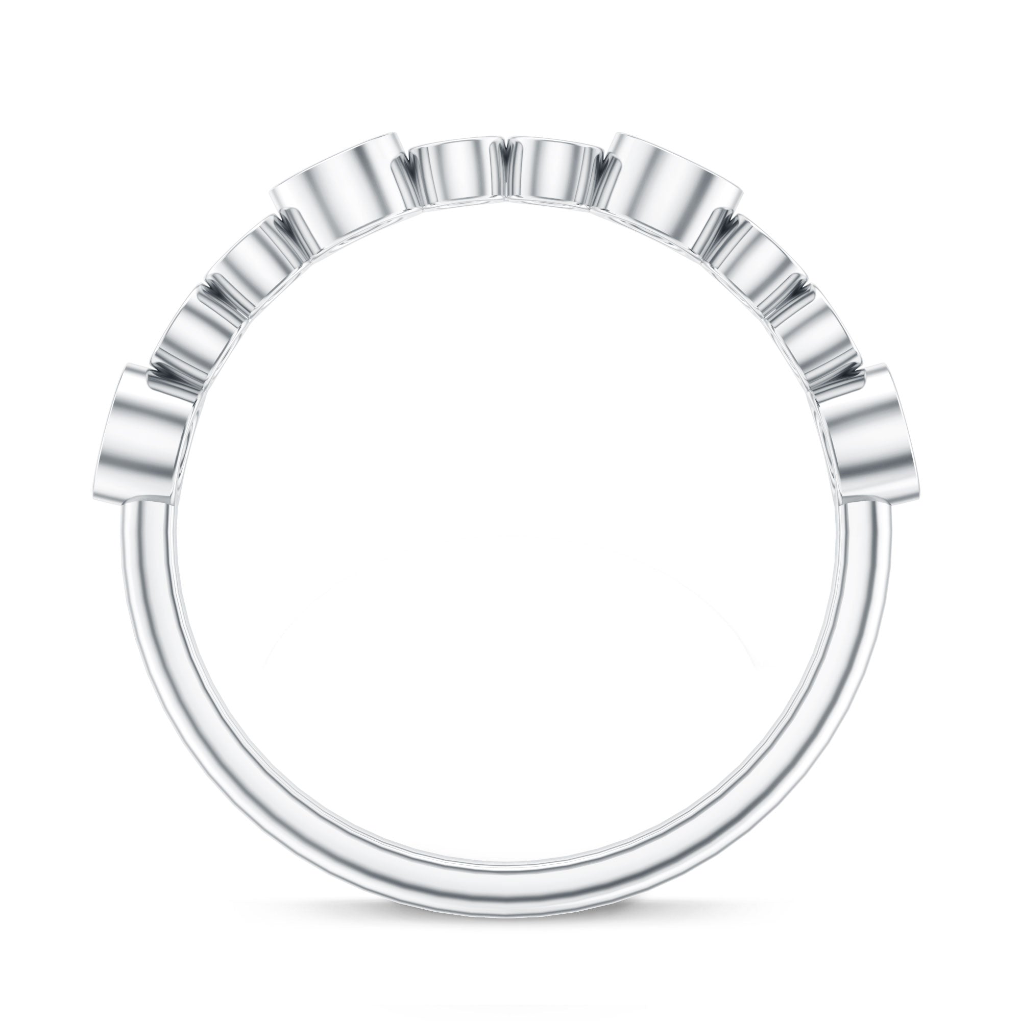 Bezel Set Lab Created Diamond Half Eternity Ring Lab - ( EF-VS ) - Rosec Jewels