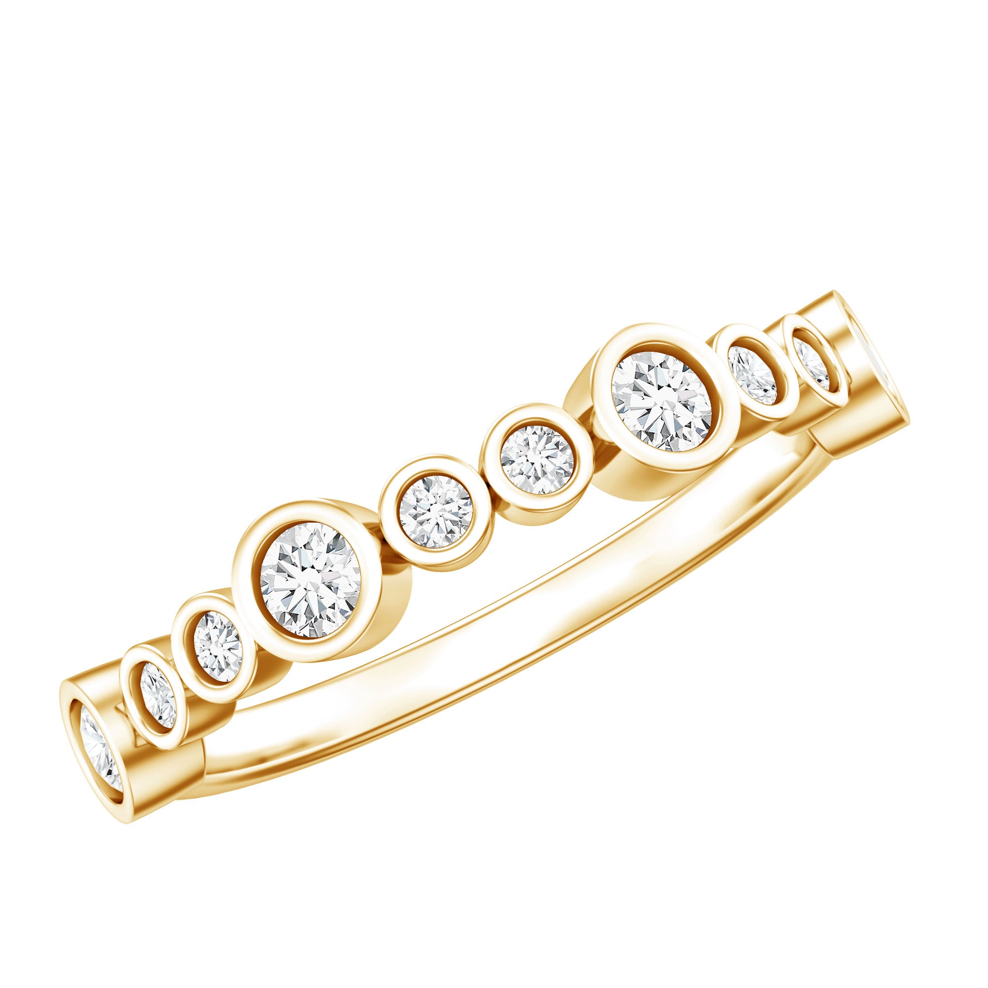 Bezel Set Lab Created Diamond Half Eternity Ring Lab - ( EF-VS ) - Rosec Jewels