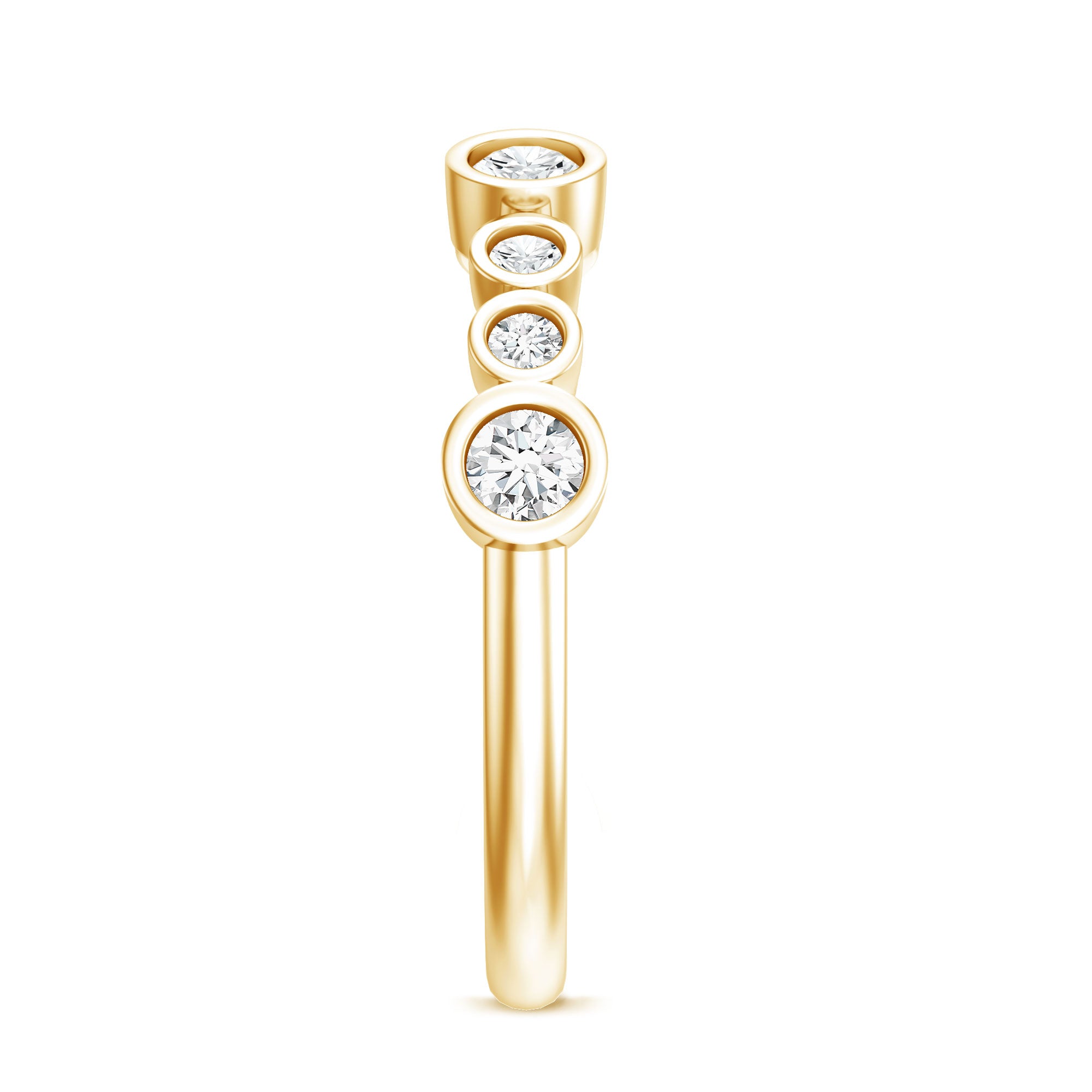 Bezel Set Lab Created Diamond Half Eternity Ring Lab - ( EF-VS ) - Rosec Jewels