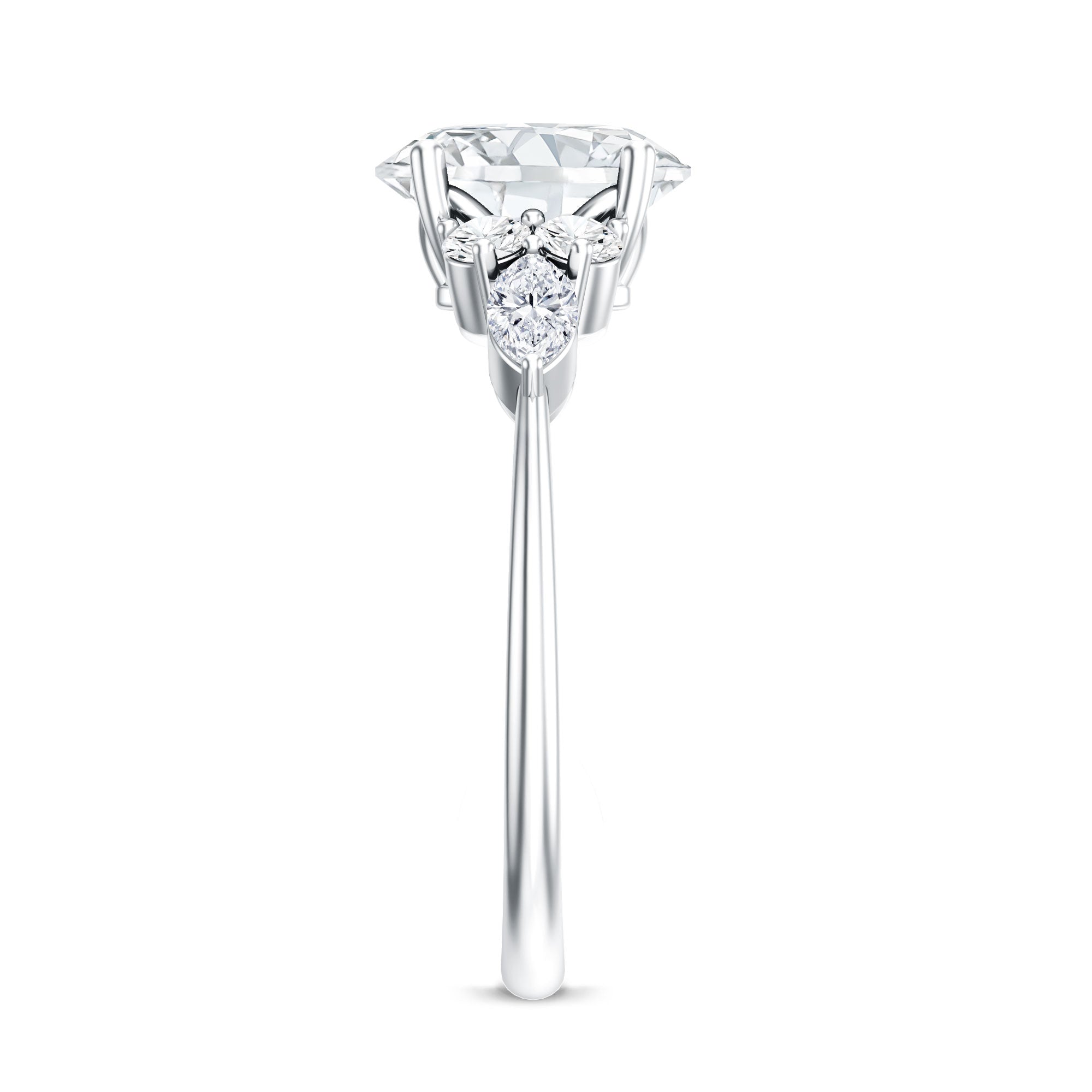 2 Carat Lab Grown Diamond Oval Engagement Ring with Trio Lab - ( EF-VS ) - Rosec Jewels
