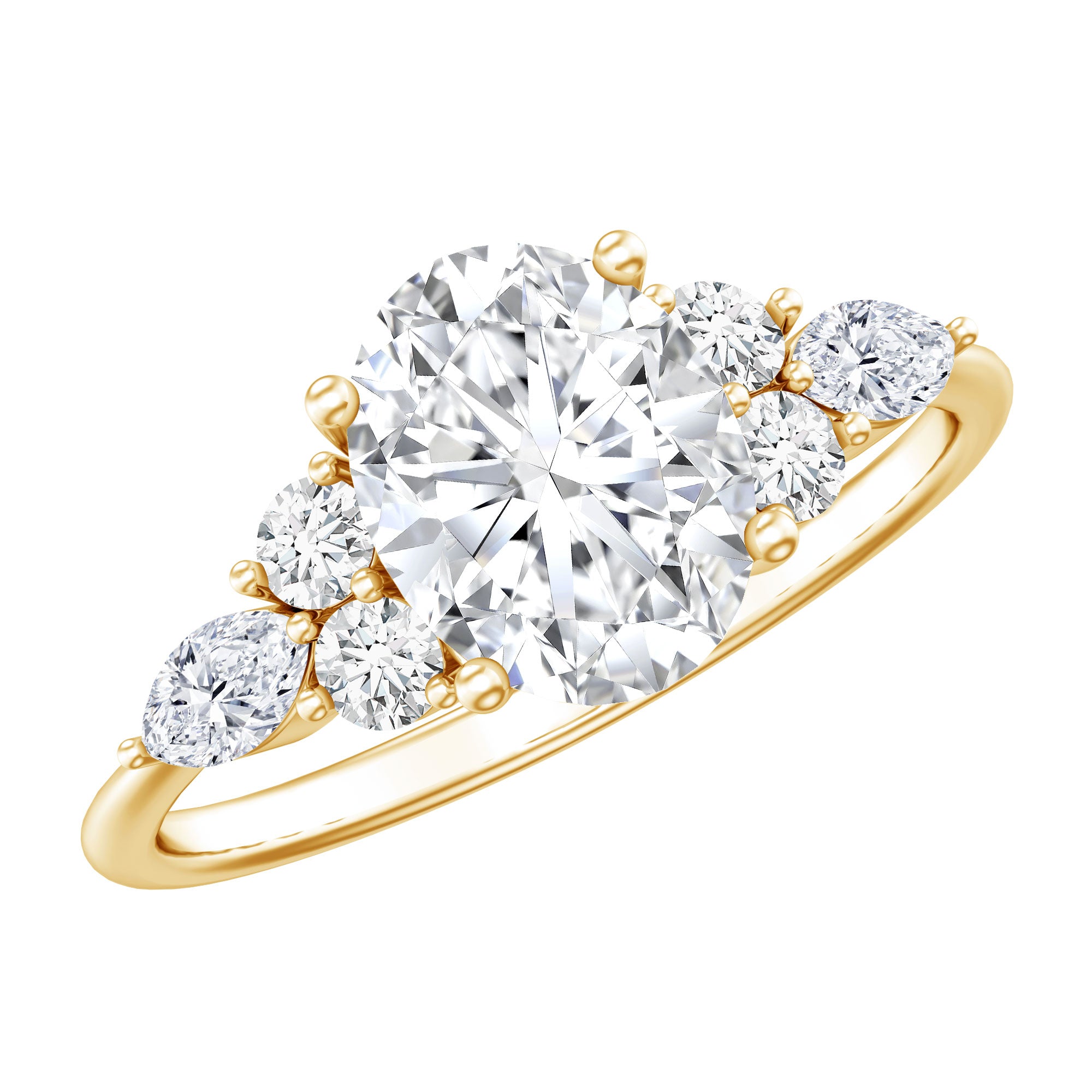 2 Carat Lab Grown Diamond Oval Engagement Ring with Trio Lab - ( EF-VS ) - Rosec Jewels