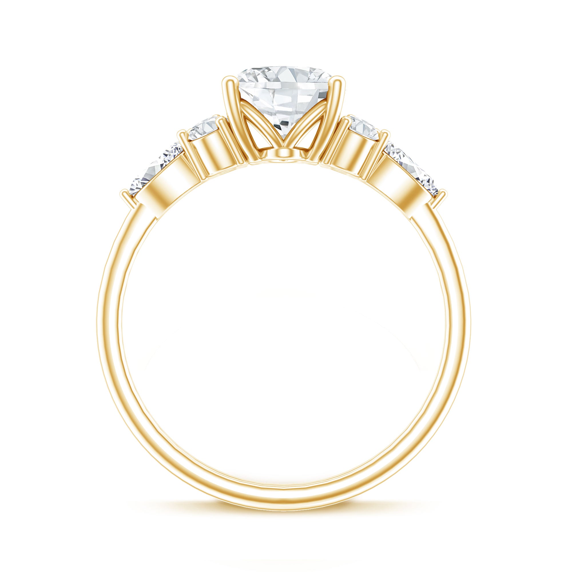 2 Carat Lab Grown Diamond Oval Engagement Ring with Trio Lab - ( EF-VS ) - Rosec Jewels