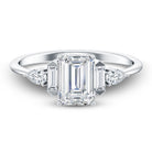 Art Deco Inspired Lab Grown Diamond Emerald Cut Engagement Ring Lab - ( EF-VS ) - Rosec Jewels