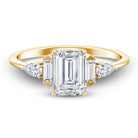 Art Deco Inspired Lab Grown Diamond Emerald Cut Engagement Ring Lab - ( EF-VS ) - Rosec Jewels