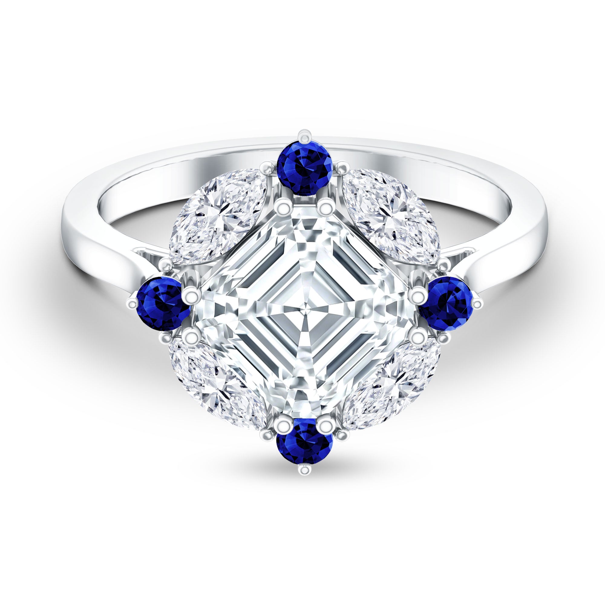 3 Carat Asscher Cut Moissanite Statement Engagement Ring D-VS1 - Rosec Jewels