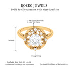 Antique Style Moissanite Gold Beaded Engagement Ring Moissanite - ( D-VS1 ) - Color and Clarity - Rosec Jewels