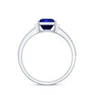 Certified 1 Carat Lab Grown Blue Sapphire Princess Cut Engagement Ring with Diamond AAAA - Rosec Jewels