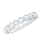 Real Diamond Hexagon Half Eternity Ring for Women Natural - ( HI-SI ) - Rosec Jewels